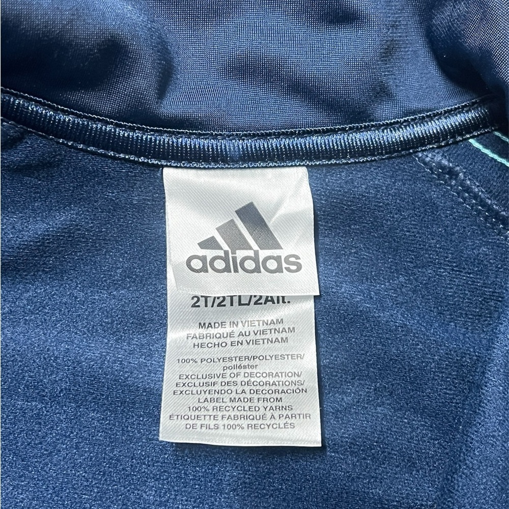 Adidas Kids Dark Blue Joggers with Teal Stripes  Size 2T - Picture 4 of 4